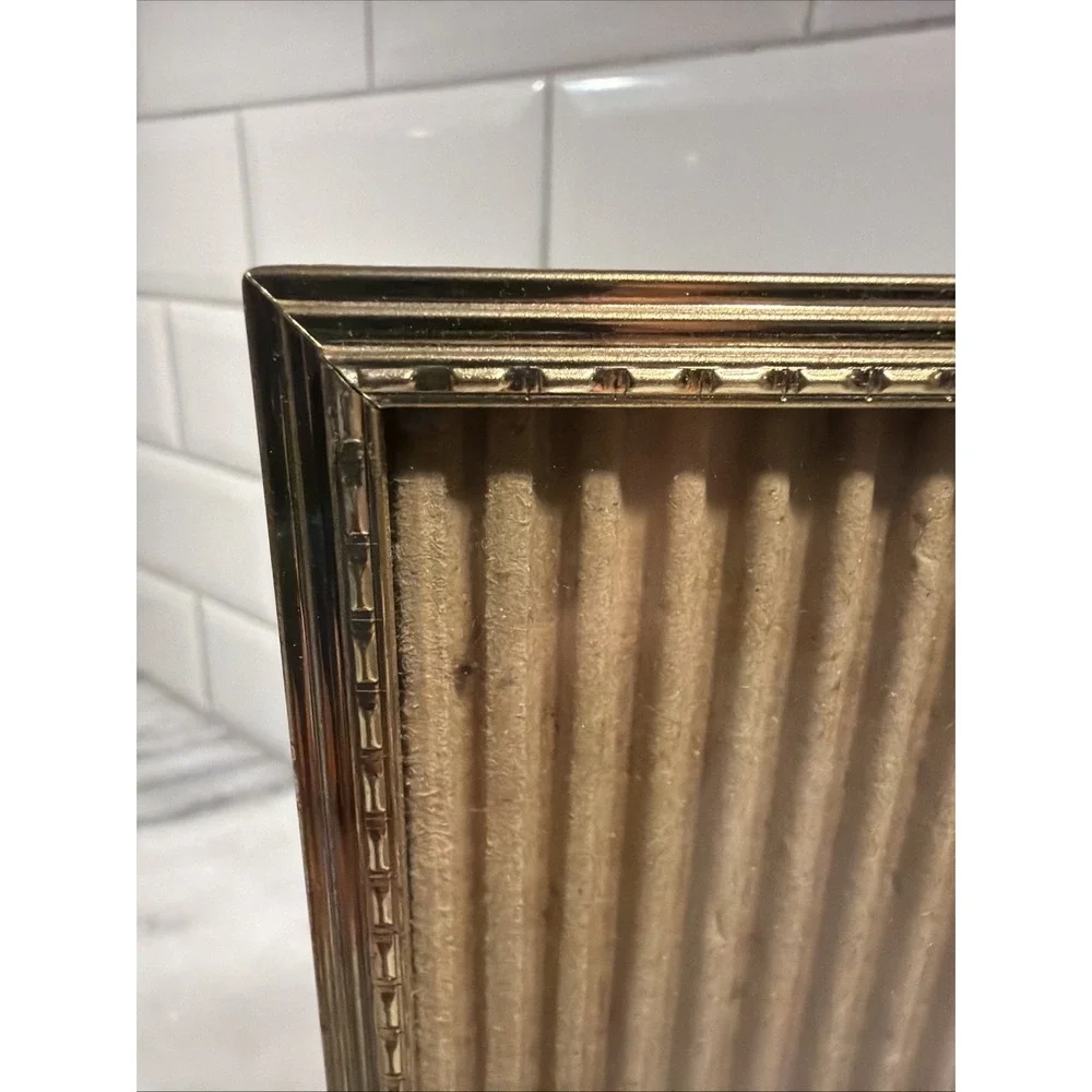 VINTAGE Metal Frame TWO PHOTO BI-FOLD HINGED GOLD TONE 8x10